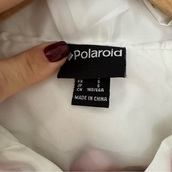 Polaroid Windbreaker Jacket Women’s White Hooded Full Zip Logo Size Small S - Picture 6 of 6